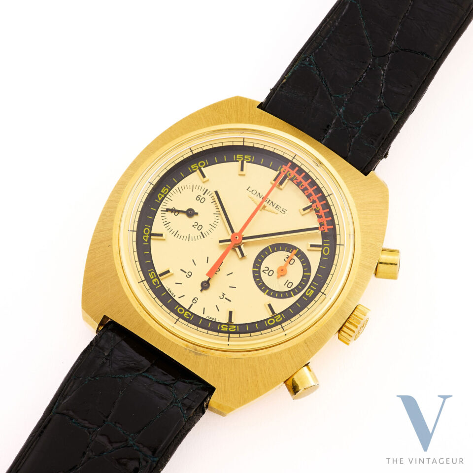 Longines Nonius Ref. 8273-1 Movimento cronografo a carica manuale in oro giallo 18 carati massiccio 330 degli anni '70
