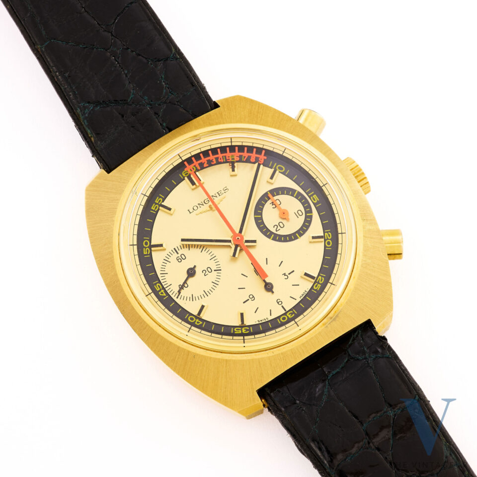 Longines Nonius Ref. 8273-1 Movimento cronografo a carica manuale in oro giallo 18 carati massiccio 330 degli anni '70