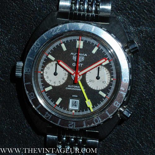 Heuer Autavia gmt chronograph 1163 brown