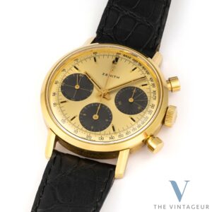 Zenith Cronograph tricompax 18k solid  yellow gold case ref:a273 early 1960's