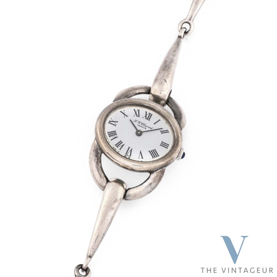 Chopard "Ellipse" Ref. 5030 Massiv 925 Silber Integriertes Armband Felsa 4130 Handaufzugswerk von 1971