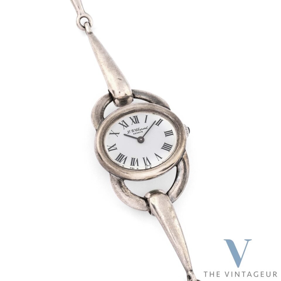 Chopard "Ellipse" Ref. 5030 Massiv 925 Silber Integriertes Armband Felsa 4130 Handaufzugswerk von 1971