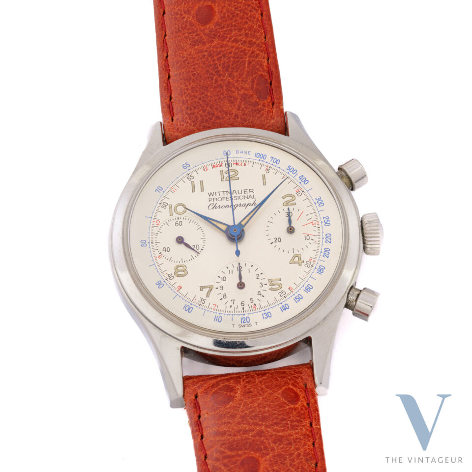 Cronografo professionale Wittnauer Ref. 6002/5 Cassa in acciaio impermeabile, movimento Valjoux 72 a carica manuale, metà anni '60