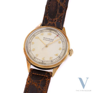 Movado Tempomatic quadrante Breguet con cappuccio d'oro, movimento automatico Movado 220, anni '50