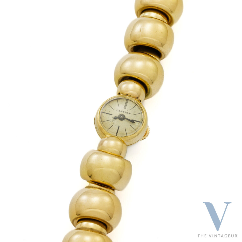 Cartier "Sferic" Case with Integrated Bracelet in Solid 18Kt Yellow Gold Manual-Wound Movement JLC ​​462/2 From 1944