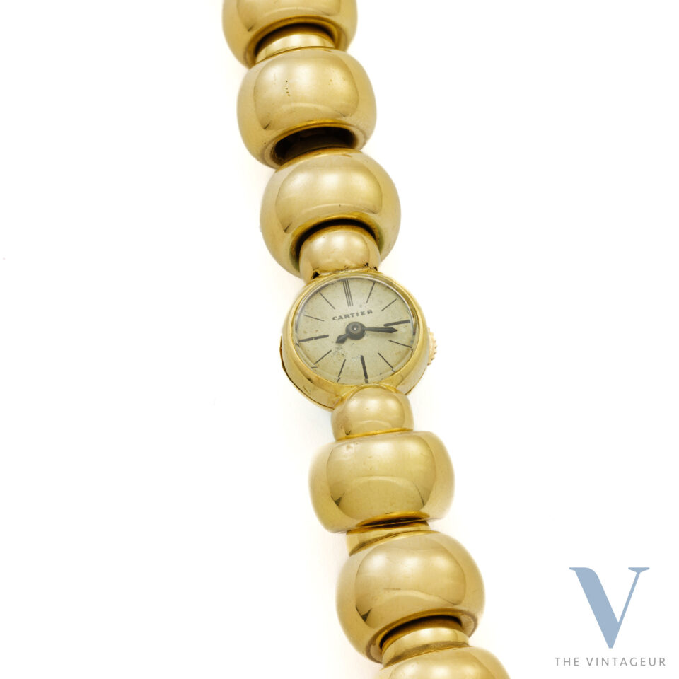 Cartier "Sferic" Case with Integrated Bracelet in Solid 18Kt Yellow Gold Manual-Wound Movement JLC ​​462/2 From 1944