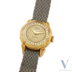 Movado Calendette Ref. R3167 Favre & Perret 18KT Rose Gold "Fancy" Case, In-House Manual-Winding Movement N.28, From the 1940s