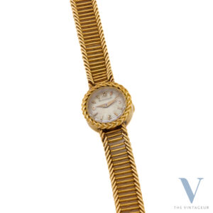 Jaeger LeCoultre "Basket Woven," Solid 18KT Yellow Gold Case and Integrated Bracelet, Manual-Winding JLC 8NR (496) Movement, From 1950s