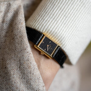 Corum Tank Ref. 16326 "Tapestry Dial" Solid 18K Yellow Gold Case Manual-Winding ETA 2442 Movement From the 1970s