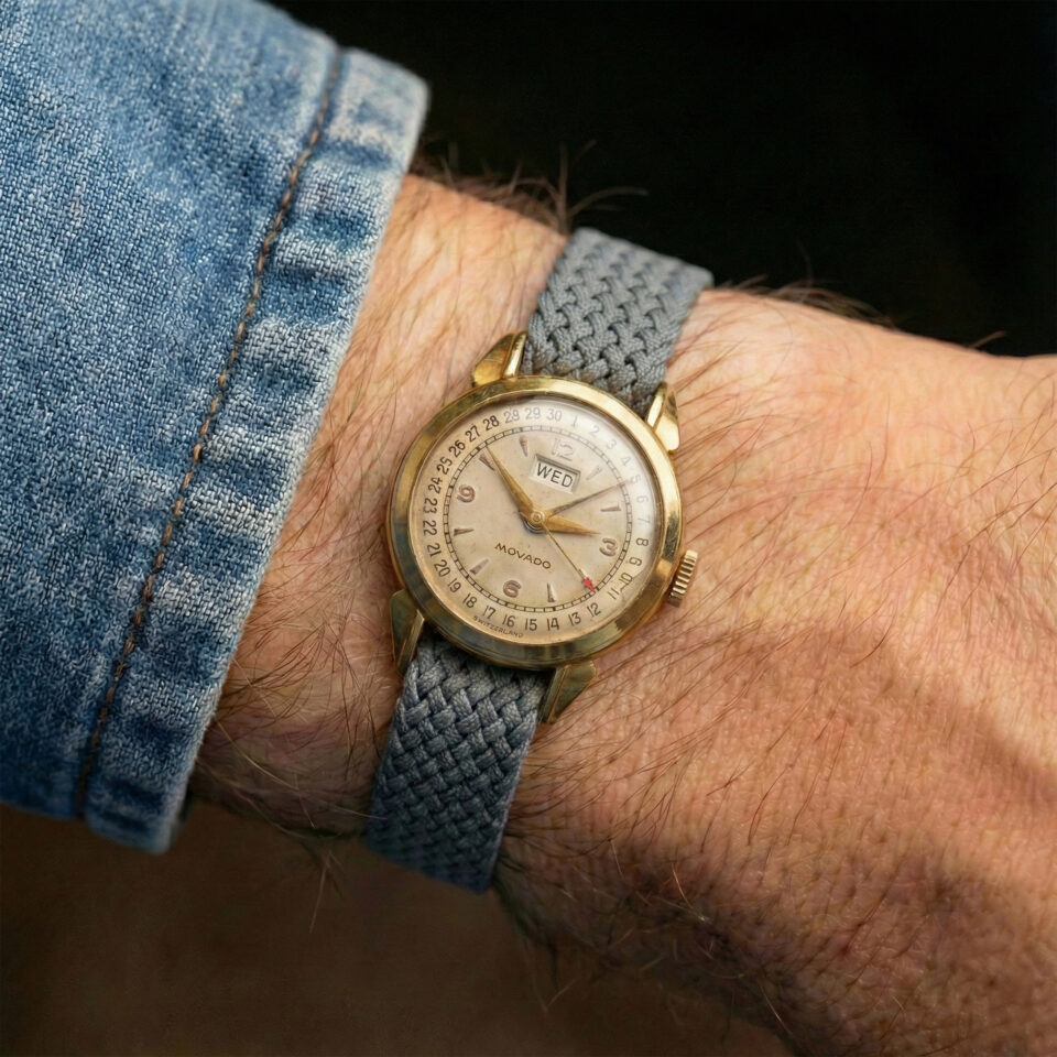Movado Calendette Ref. R3167 Favre & Perret 18KT Rose Gold "Fancy" Case, In-House Manual-Winding Movement N.28, From the 1940s
