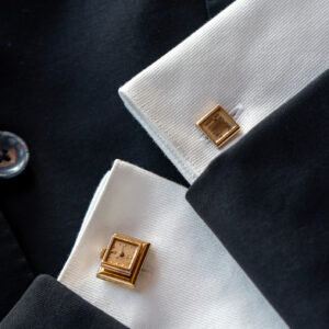 UTI Watch Cufflinks Solid 18K Yellow Gold Cases Manual-Winding Movement AS 1012 Base From The Mid-1940s