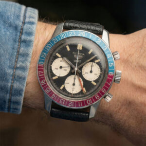 HEUER AUTAVIA GMT CHRONOGRAPH REF. 2446C “PEPSI”,  STEEL CASE, VALJOUX 724 HAND-WOUND MOVEMENT, LATE 1960S.
