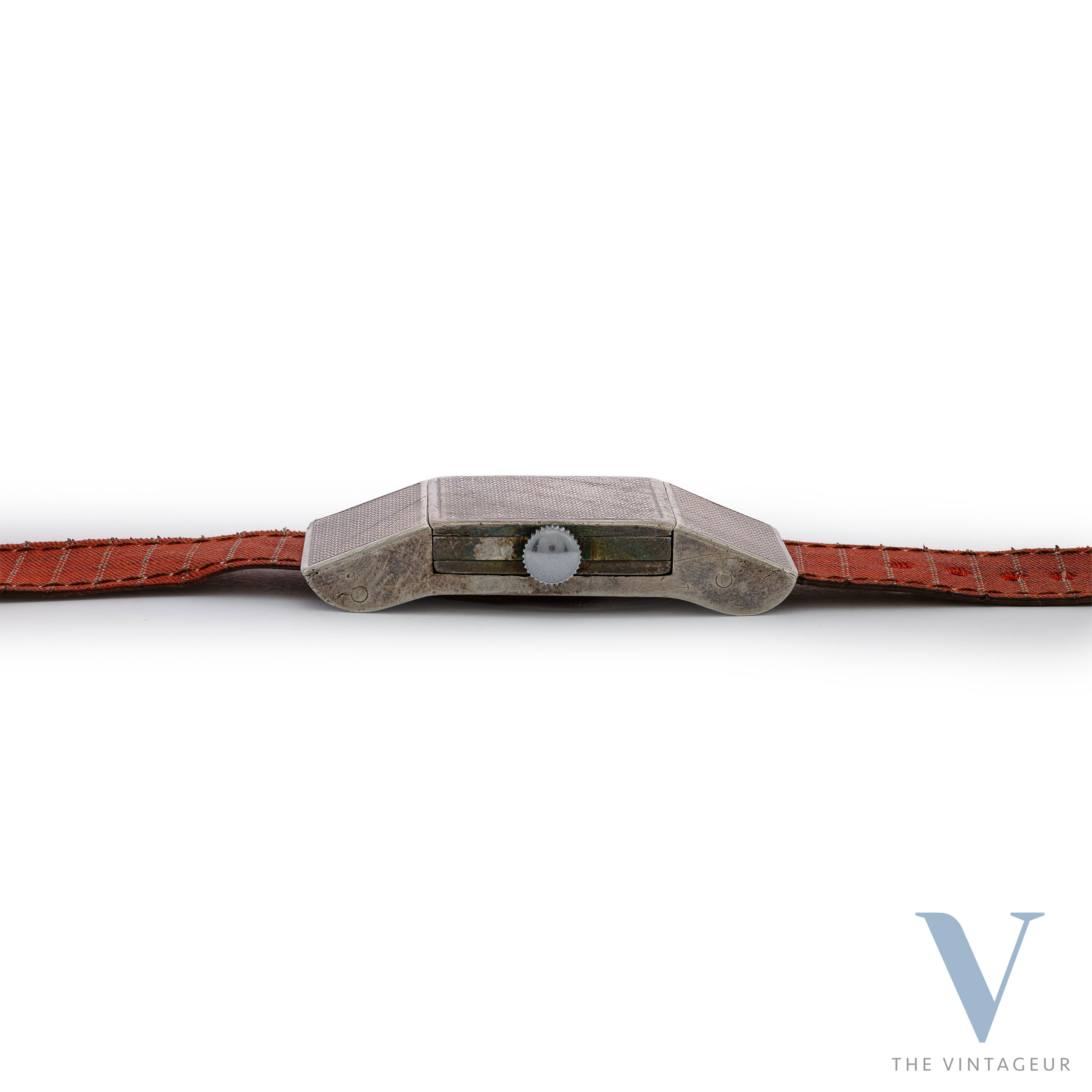 Tavannes x Dunhill belt strap watch, 935 silver case, Tavannes 814 manual-winding movement, 1930s Tavannes x Dunhill belt strap watch, 935 silver case, Tavannes 814 manual-winding movement, 1930s