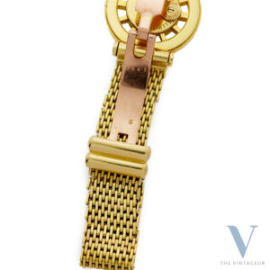 CARTIER "GOUVERNAIL", SKELETON 18KT YELLOW GOLD CASE, 18KT YELLOW GOLD BRACELET WITH 18KT ROSE GOLD "EJ" DEPLOYANT CLASP, HAND-WOUND MOVEMENT EWC. CO 462/2, FROM THE 1940s
