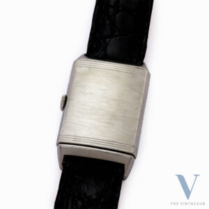 JAEGER LECOULTRE REVERSO, EMBOSSED BLACK DIAL, HAND-WOUND LISICA-TAVANNES 064 MOVEMENT, FROM THE EARLY 1930s.