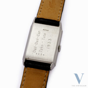 JAEGER LECOULTRE REVERSO, EMBOSSED BLACK DIAL, HAND-WOUND LISICA-TAVANNES 064 MOVEMENT, FROM THE EARLY 1930s.