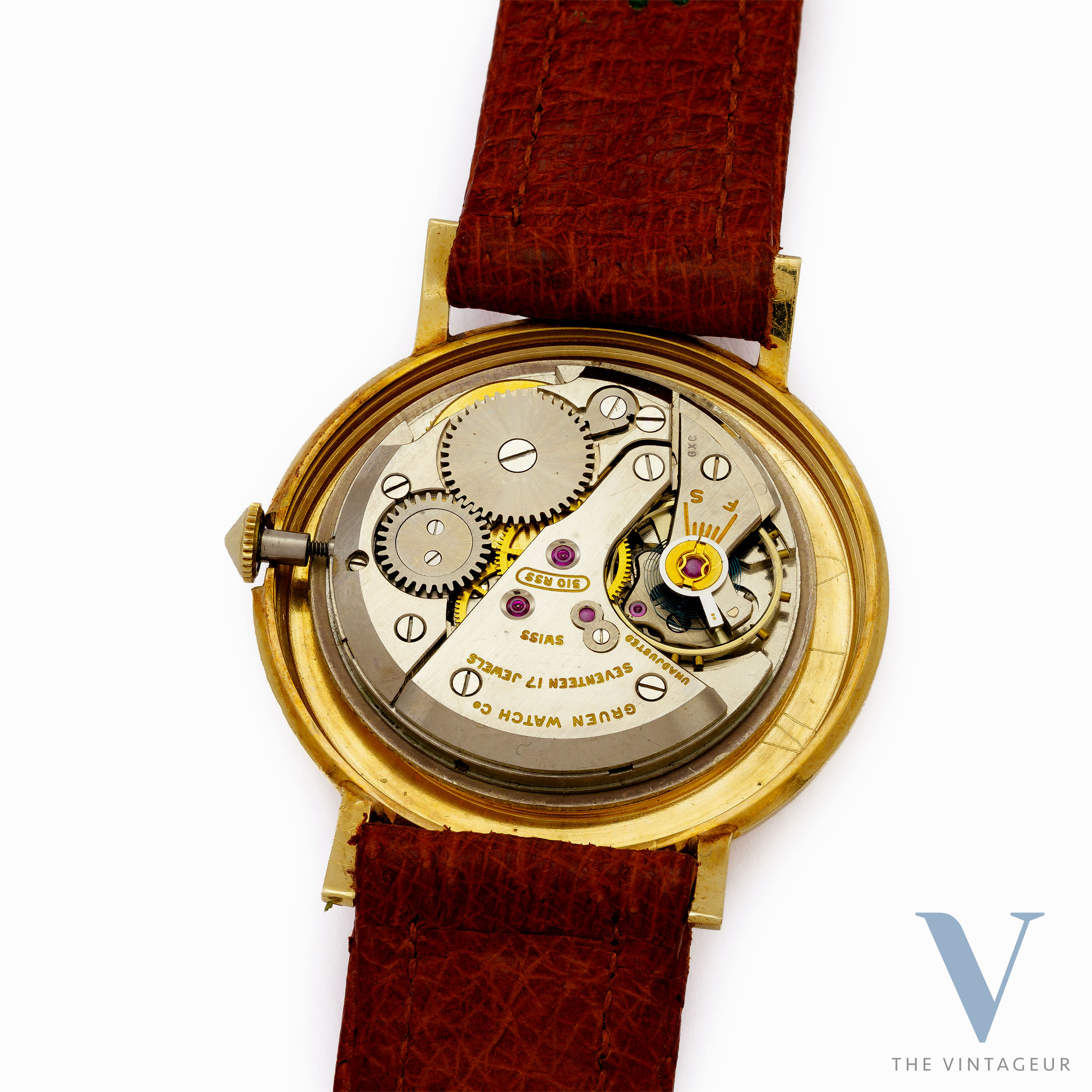 GRUEN PRECISION, SECTOR-CROSS DIAL, ULTRA-THIN 14KT YELLOW GOLD CASE, GRUEN 510 HAND-WOUND MOVEMENT, FROM THE 1950s GRUEN PRECISION, SECTOR-CROSS DIAL, ULTRA-THIN 14KT YELLOW GOLD CASE, GRUEN 510 HAND-WOUND MOVEMENT, FROM THE 1950s