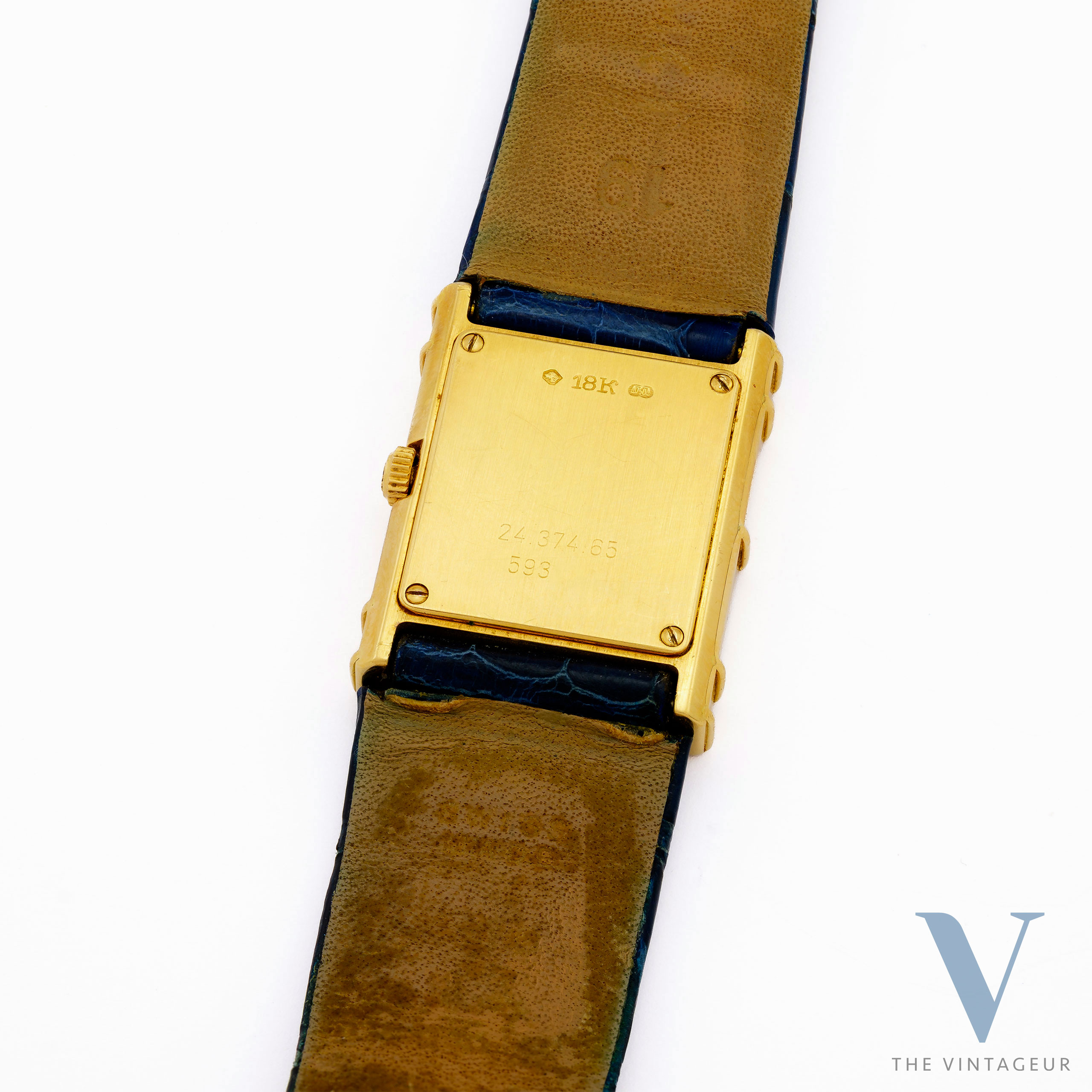 CORUM "ARC DE TRIOMPHE" REF. 24.374.65, BLUE GUILLOCHE DIAL, 18KT YELLOW GOLD CASE WITH DIAMONDS AND SAPPHIRES, ISA 125 QUARTZ MOVEMENT, FROM 1980 CORUM "ARC DE TRIOMPHE" REF. 24.374.65, BLUE GUILLOCHE DIAL, 18KT YELLOW GOLD CASE WITH DIAMONDS AND SAPPHIRES, ISA 125 QUARTZ MOVEMENT, FROM 1980