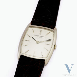 AUDEMARS PIGUET ULTRA-THIN, SILVER DIAL, 18KT WHITE GOLD ARC-RECTANGULAR CASE, SUPER-THIN HAND-WOUND AP 2003 MOVEMENT, FROM THE LATE 1950s.