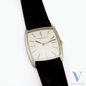 AUDEMARS PIGUET ULTRA-THIN, SILVER DIAL, 18KT WHITE GOLD ARC-RECTANGULAR CASE, SUPER-THIN HAND-WOUND AP 2003 MOVEMENT, FROM THE LATE 1950s.